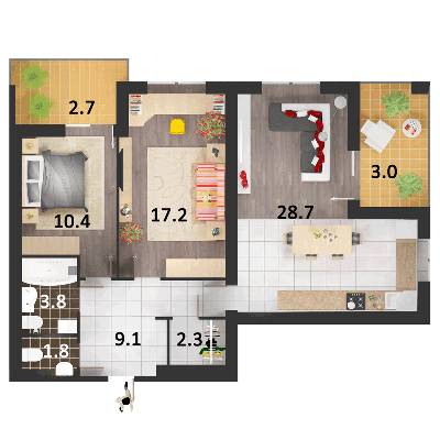 3-комнатная 79 м² в ЖК Столичный от 14 500 грн/м², г. Васильков