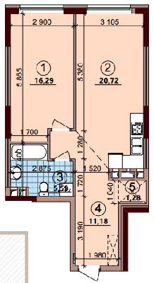 1-комнатная 55.06 м² в ЖК Варшавский Плюс от 18 950 грн/м², Киев