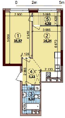 1-комнатная 46.76 м² в ЖК Варшавский Плюс от 18 950 грн/м², Киев