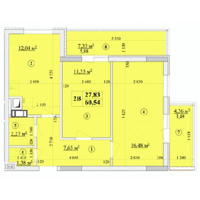 2-кімнатна 60.54 м² в ЖК Будинок на Волошина від 27 400 грн/м², Київ