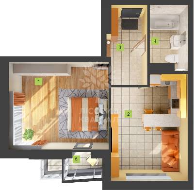 1-комнатная 50.32 м² в ЖК Лесной квартал от 18 500 грн/м², г. Бровары