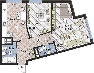 2-комнатная 61.58 м² в ЖК Paradise Avenue от 29 000 грн/м², с. Крюковщина