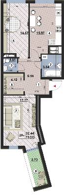 2-комнатная 70.56 м² в ЖК Paradise Avenue от 29 000 грн/м², с. Крюковщина