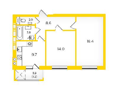 2-кімнатна 57.7 м² в ЖК Scandia від 16 500 грн/м², м. Бровари