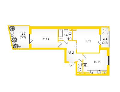 2-кімнатна 68 м² в ЖК Scandia від 16 500 грн/м², м. Бровари