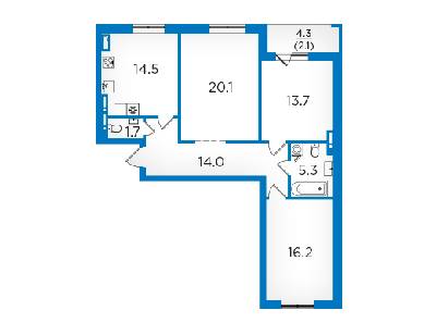 3-кімнатна 87.6 м² в ЖК Scandia від 15 500 грн/м², м. Бровари