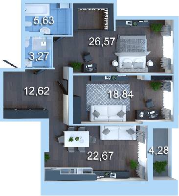 2-комнатная 91.5 м² в ЖК Новопечерська Вежа от 44 882 грн/м², Киев