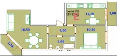 2-комнатная 53.5 м² в ЖК LikeHouse от застройщика, пгт Ворзель