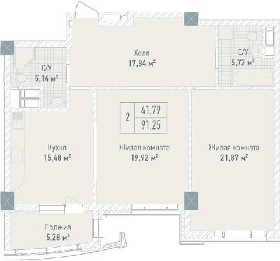 2-кімнатна 91.25 м² в ЖК Бульвар Фонтанів від 71 280 грн/м², Київ