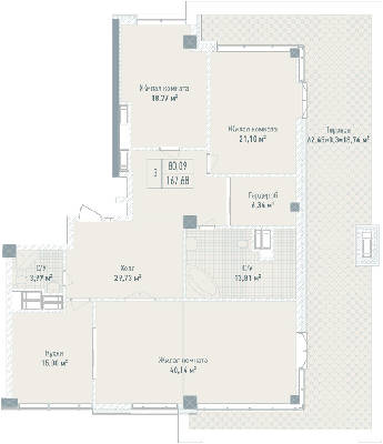 3-комнатная 167.68 м² в ЖК Бульвар Фонтанов от 71 280 грн/м², Киев