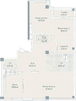 3-кімнатна 146.78 м² в ЖК Бульвар Фонтанів від 71 280 грн/м², Київ