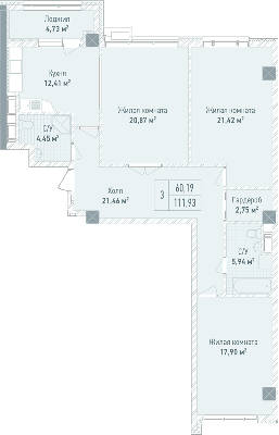 3-комнатная 111.93 м² в ЖК Бульвар Фонтанов от 71 280 грн/м², Киев