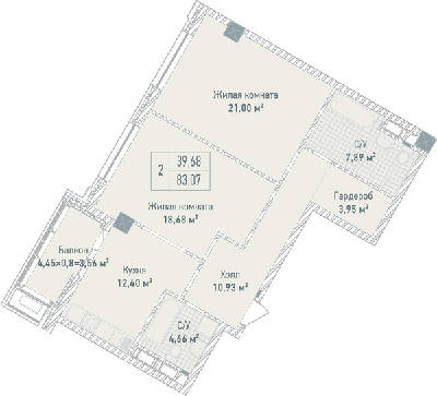 2-комнатная 83.07 м² в ЖК Бульвар Фонтанов от 71 280 грн/м², Киев