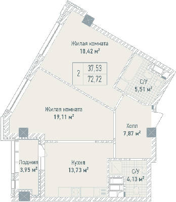 2-кімнатна 72.72 м² в ЖК Бульвар Фонтанів від 71 280 грн/м², Київ