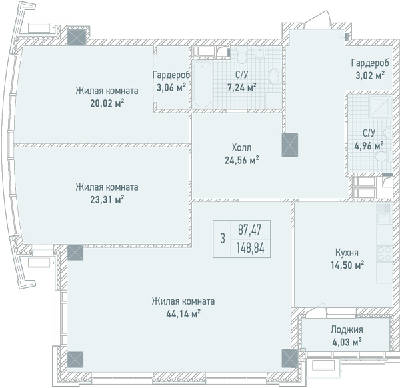 3-комнатная 148.84 м² в ЖК Бульвар Фонтанов от 71 280 грн/м², Киев