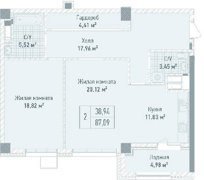 2-кімнатна 87.09 м² в ЖК Бульвар Фонтанів від 71 280 грн/м², Київ