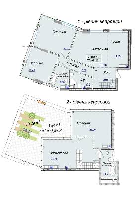 4-комнатная 181.19 м² в ЖК Новопечерские Липки от 34 390 грн/м², Киев