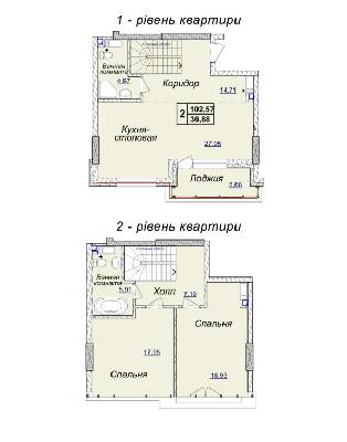 Двухуровневая 102.57 м² в ЖК Новопечерские Липки от застройщика, Киев