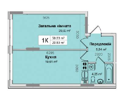 1-кімнатна 50.23 м² в ЖК Рів'єра від 24 300 грн/м², Київ