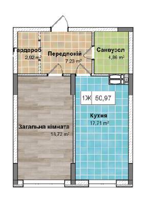 1-комнатная 50.97 м² в ЖК Ривьера от 24 500 грн/м², Киев