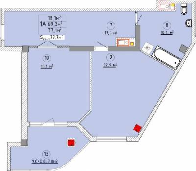 1-кімнатна 77.1 м² в ЖК Aqua Marine від 24 800 грн/м², Одеса