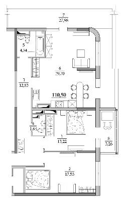 2-кімнатна 110.5 м² в Мкрн Таїровські сади від 19 550 грн/м², с. Лиманка