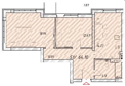 2-комнатная 64.1 м² в ЖК Цитадель от 15 550 грн/м², г. Белгород-Днестровский