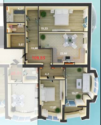 3-комнатная 109.85 м² в ЖК Дом у моря от 13 500 грн/м², г. Южное