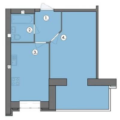 1-комнатная 43.48 м² в ЖК Парус от 16 300 грн/м², г. Черноморск