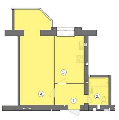 1-кімнатна 43.99 м² в ЖК Парус від 16 200 грн/м², м. Чорноморск