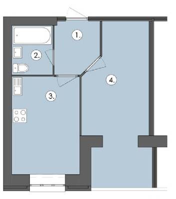 1-комнатная 39.2 м² в ЖК Парус от 16 300 грн/м², г. Черноморск