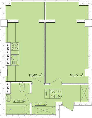 Офис 44.3 м² в ЖК Club Marine от застройщика, Одесса