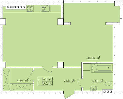 Офис 63.8 м² в ЖК Club Marine от застройщика, Одесса