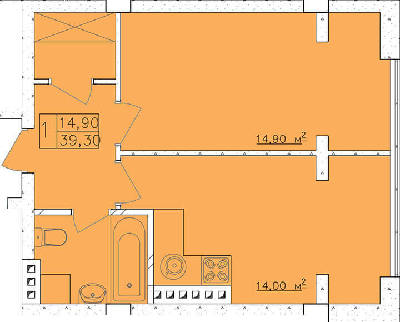 1-кімнатна 39.3 м² в ЖК Club Marine від 31 020 грн/м², Одеса