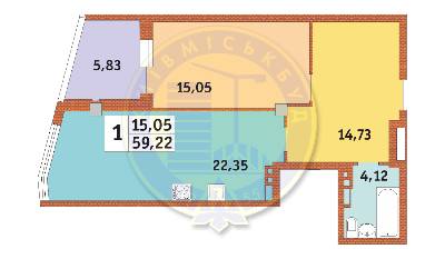 1-кімнатна 59.22 м² в ЖК Costa fontana від 29 700 грн/м², Одеса
