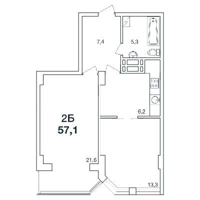 2-кімнатна 57.1 м² в ЖК Нова Європа від 16 700 грн/м², с. Ілічанка