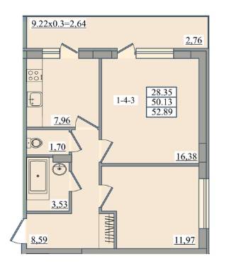 2-кімнатна 52.89 м² в ЖК Platinum Residence від 36 950 грн/м², Одеса