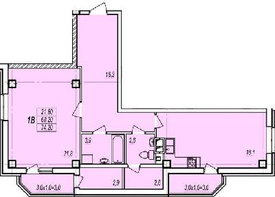 1-комнатная 74.2 м² в ЖК Дмитриевский от 14 650 грн/м², Одесса