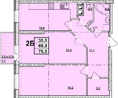 2-комнатная 70.9 м² в ЖК Дмитриевский от 15 250 грн/м², Одесса