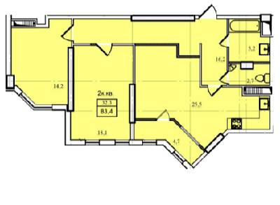 2-комнатная 83.4 м² в ЖК Романовский от 12 925 грн/м², Одесса