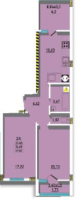 2-комнатная 60.42 м² в ЖК Радужный от 16 350 грн/м², Одесса