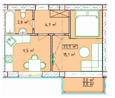 1-комнатная 33.9 м² в ЖК Авалон от застройщика, Одесса