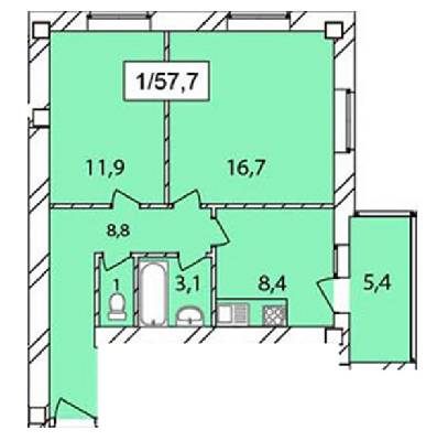 1-комнатная 57.7 м² в ЖК Одесская Чайка (Плиева) от застройщика, Одесса