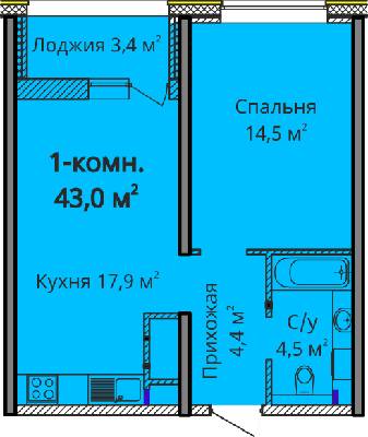 1-комнатная 43 м² в ЖК Альтаир 3 от 25 450 грн/м², Одесса