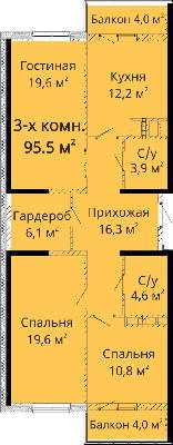 3-комнатная 95.5 м² в ЖК Михайловский городок от 20 000 грн/м², Одесса