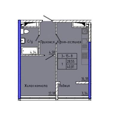 1-комнатная 40.81 м² в ЖК Сорок пятая жемчужина от 27 750 грн/м², Одесса