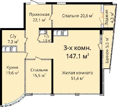 3-кімнатна 147.1 м² в ЖК Новий берег від 27 100 грн/м², Одеса