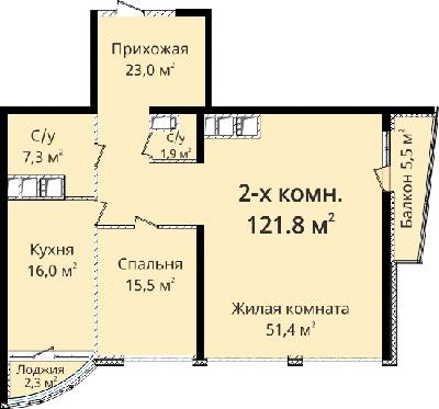 2-кімнатна 121.8 м² в ЖК Новий берег від 31 000 грн/м², Одеса