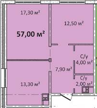 2-кімнатна 57 м² в Апарт-комплекс Літературний від 25 150 грн/м², Одеса