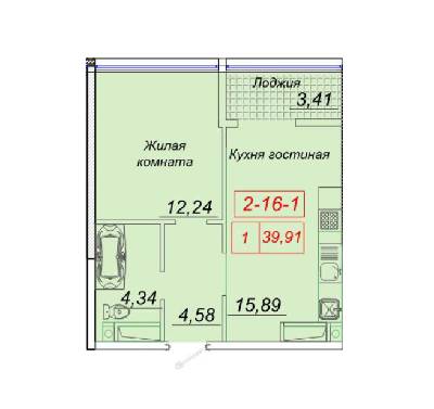 1-комнатная 39.91 м² в ЖК Сорок четвертая жемчужина от 23 400 грн/м², Одесса